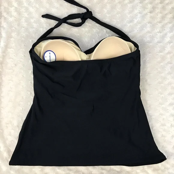 Swimsuits for All Halter Tankini Top Black Size 14 - Picture 3 of 5